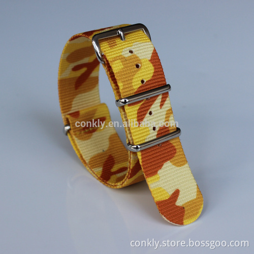 Yellow camo nylon nato watch straps manufacturer